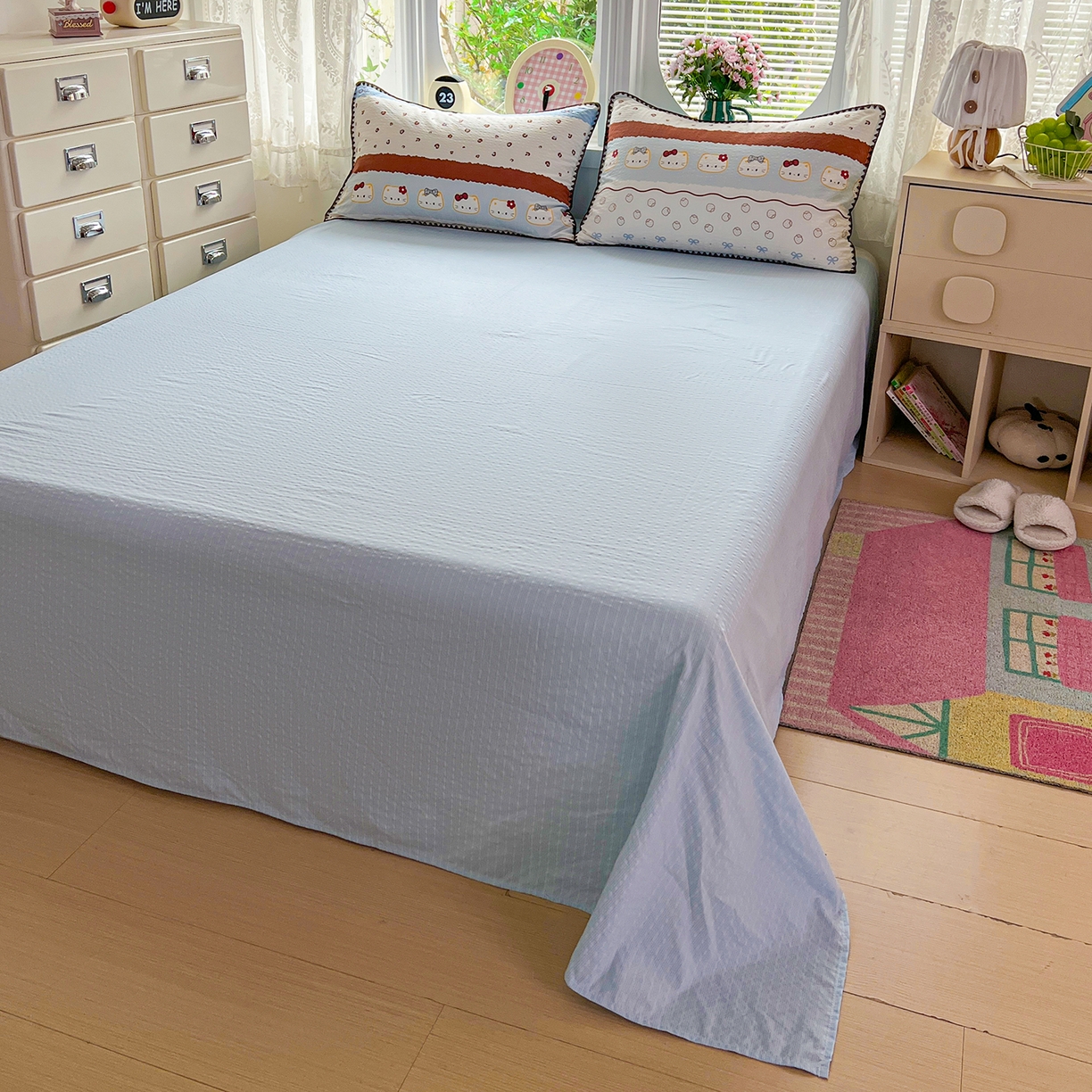 91家纺网 家纺一手货源 找家纺 （总）恒尚居 2026新款A类泡芙纱贝壳边夏被夏凉被四件套空调被三角针绣边