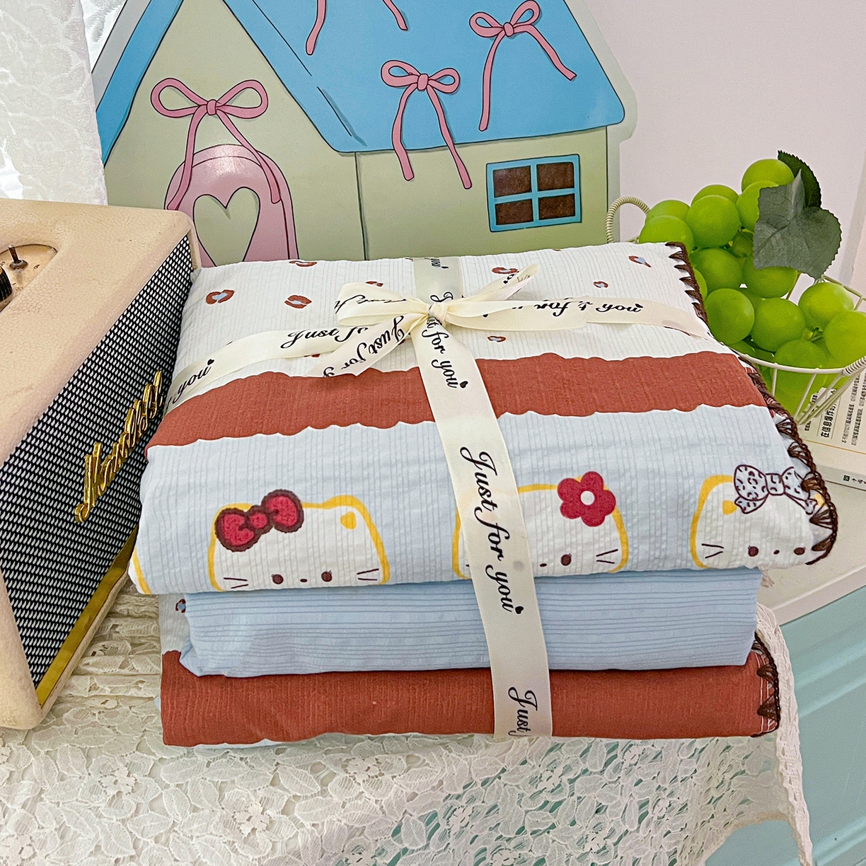 91家纺网 家纺一手货源 找家纺 （总）恒尚居 2026新款A类泡芙纱贝壳边夏被夏凉被四件套空调被三角针绣边