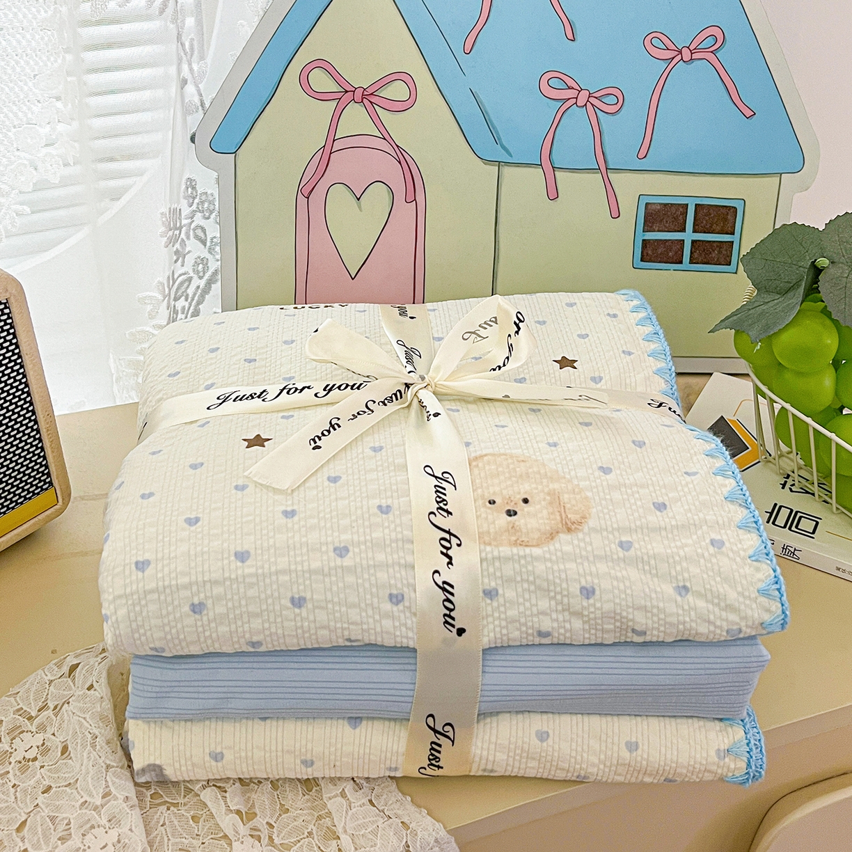 91家纺网 家纺一手货源 找家纺 恒尚居 2026新款A类泡芙纱贝壳边夏被夏凉被四件套空调被三角针绣边 【宠物天地】贝壳边