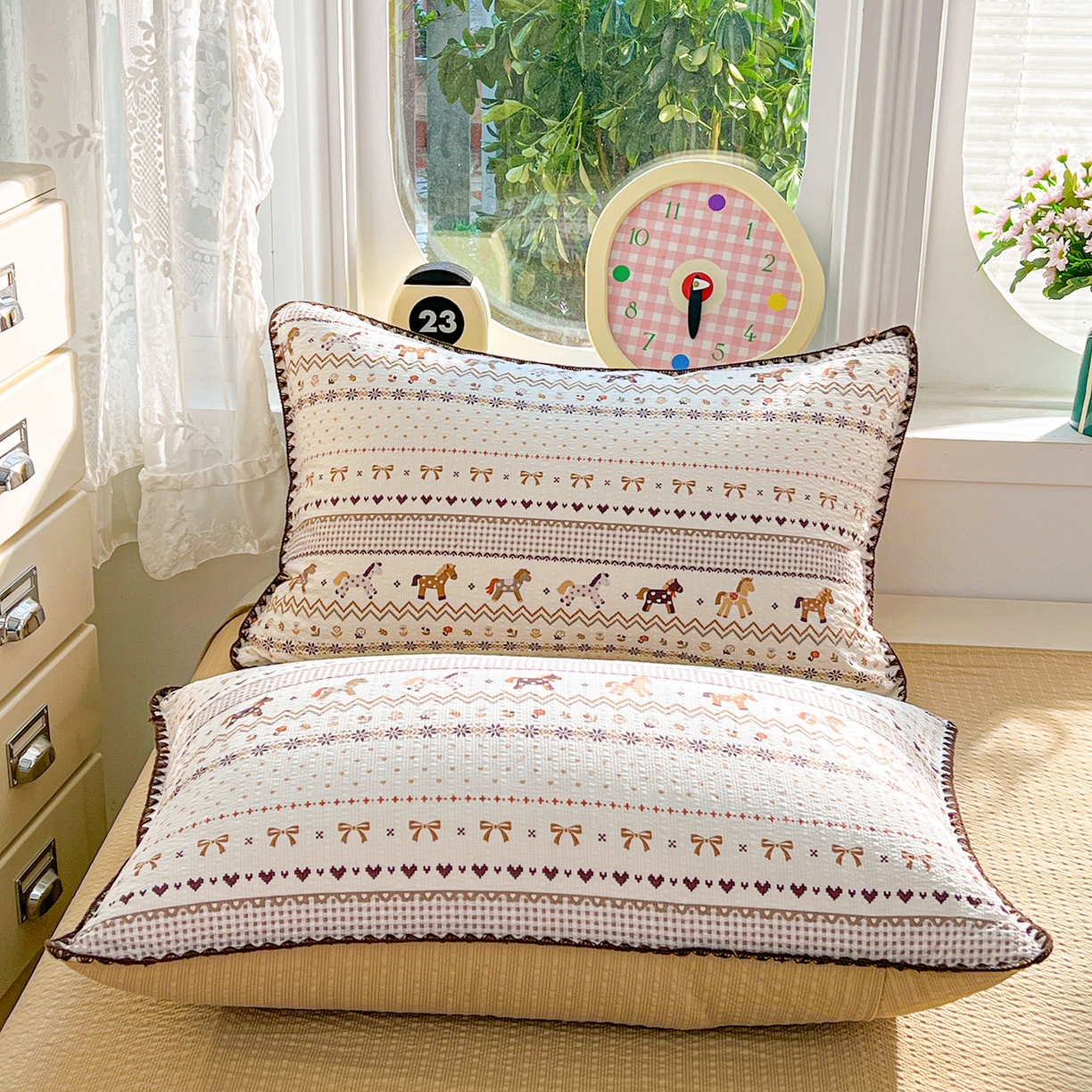 91家纺网 家纺一手货源 找家纺 恒尚居 2026新款A类泡芙纱贝壳边夏被夏凉被四件套空调被三角针绣边 【粉糖泡泡猫】贝壳边