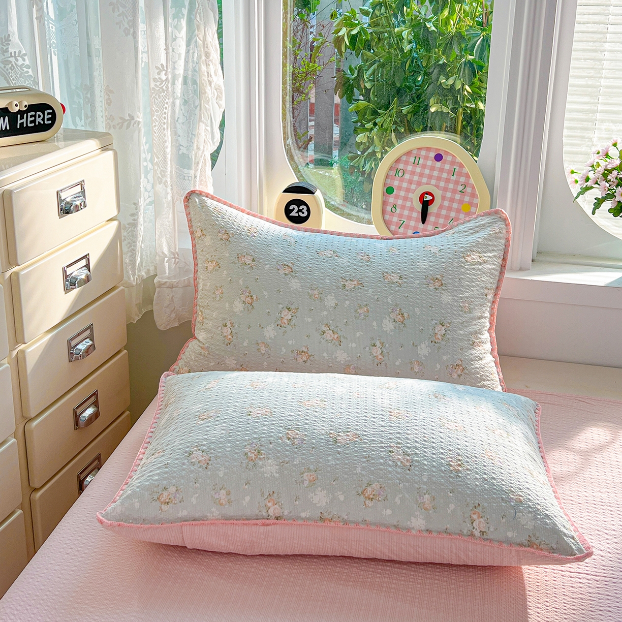 91家纺网 家纺一手货源 找家纺 恒尚居 2026新款A类泡芙纱贝壳边夏被夏凉被四件套空调被三角针绣边 【清新粉玫瑰】贝壳边