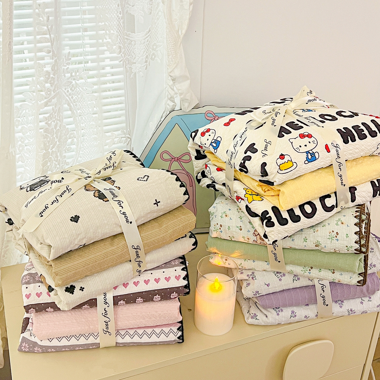 91家纺网 家纺一手货源 找家纺 恒尚居 2026新款A类泡芙纱贝壳边夏被夏凉被四件套空调被三角针绣边 组合图仅供展示不可下单