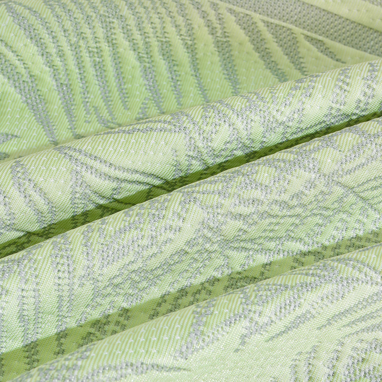 91家纺网 家纺一手货源 找家纺 赛丽雅 2026春夏新款400克A类提花冰豆豆凉感床裙款凉席三件套席子空调软席 热带雨林-绿