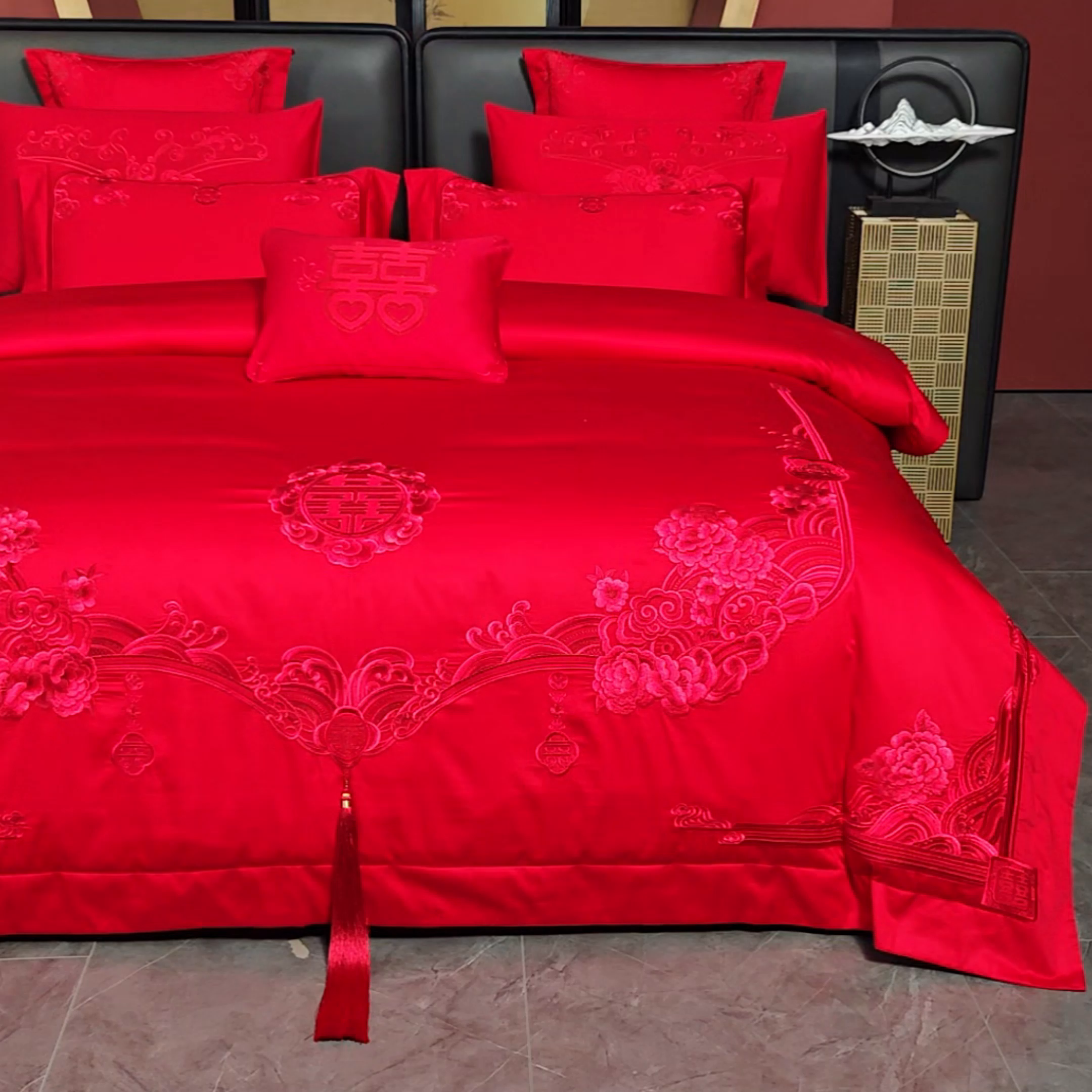 91家纺网 家纺一手货源 找家纺 （总）博之洋婚庆 2026新款全棉纯棉长绒棉刺绣婚庆四件套多件套