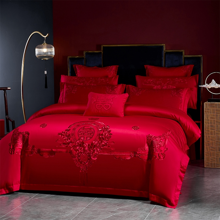 91家纺网 家纺一手货源 找家纺 （总）博之洋婚庆 2026新款全棉纯棉长绒棉刺绣婚庆四件套多件套