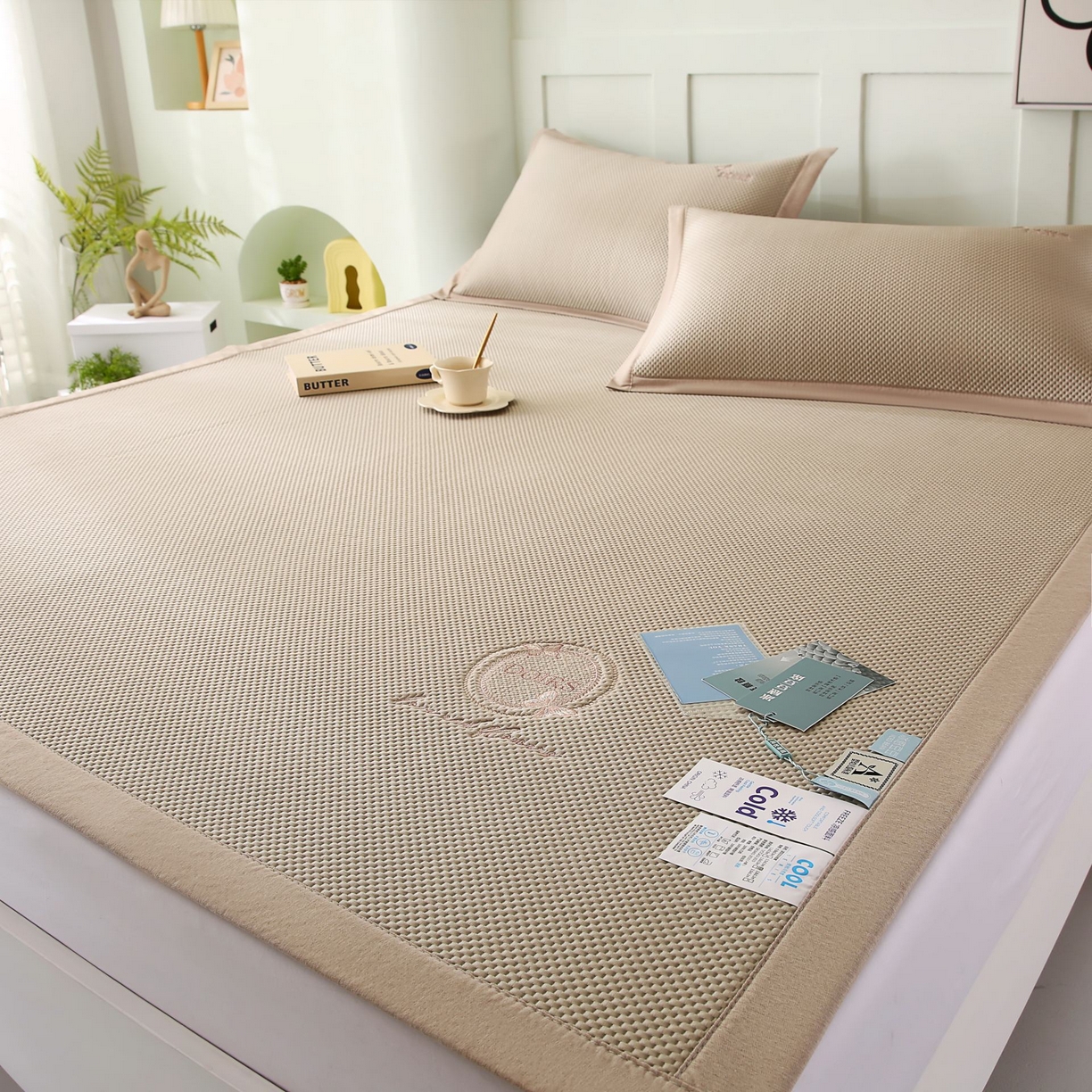 91家纺网 家纺一手货源 找家纺 （总）席匠 2026新款豆豆直角绣花玫瑰款-高分子软席系列