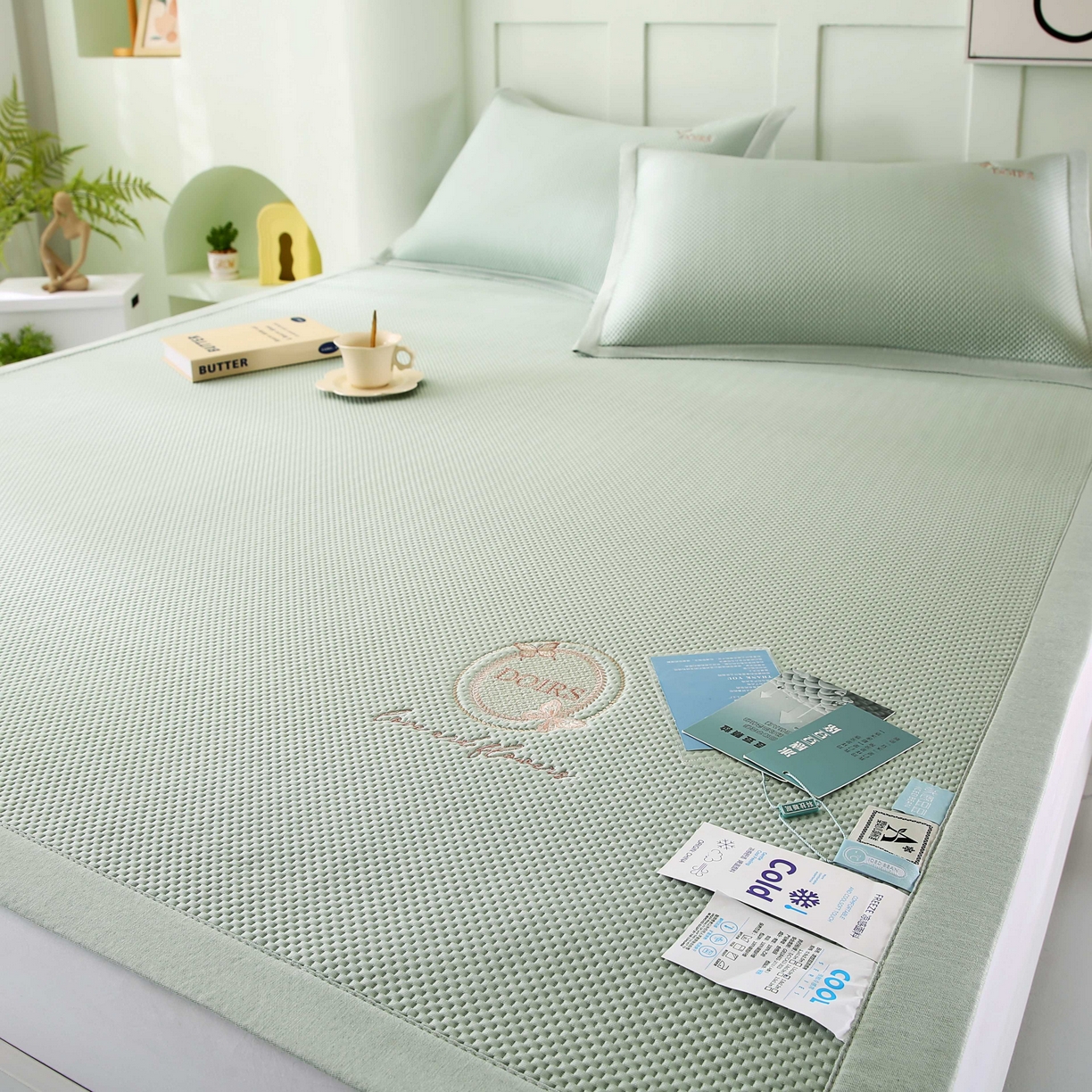 91家纺网 家纺一手货源 找家纺 （总）席匠 2026新款豆豆直角绣花玫瑰款-高分子软席系列