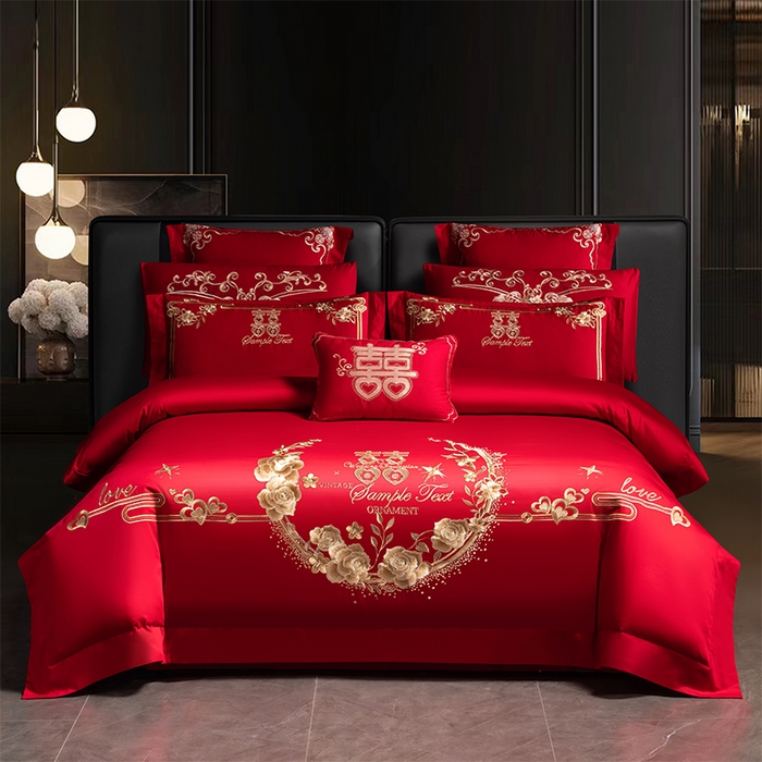 91家纺网 家纺一手货源 找家纺 （总）博之洋婚庆 2026新款全棉纯棉长绒棉刺绣婚庆四件套多件套