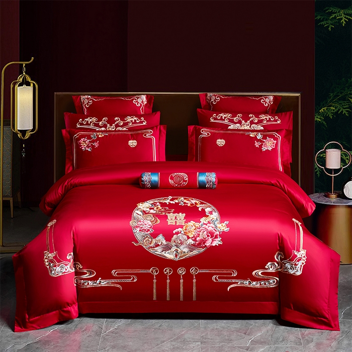 91家纺网 家纺一手货源 找家纺 （总）博之洋婚庆 2026新款全棉纯棉长绒棉刺绣婚庆四件套多件套