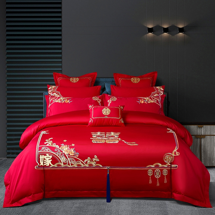 91家纺网 家纺一手货源 找家纺 （总）博之洋婚庆 2026新款全棉纯棉长绒棉刺绣婚庆四件套多件套