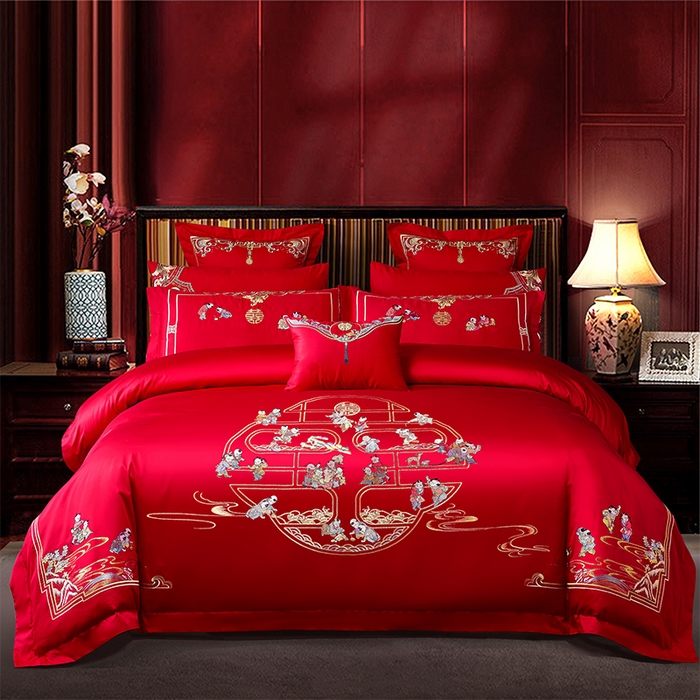 91家纺网 家纺一手货源 找家纺 （总）博之洋婚庆 2026新款全棉纯棉长绒棉刺绣婚庆四件套多件套