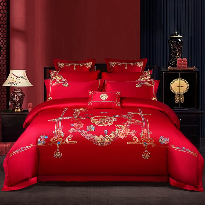 91家纺网 家纺一手货源 找家纺 （总）博之洋婚庆 2026新款全棉纯棉长绒棉刺绣婚庆四件套多件套