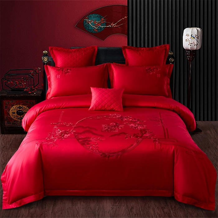 91家纺网 家纺一手货源 找家纺 （总）博之洋婚庆 2026新款全棉纯棉长绒棉刺绣婚庆四件套多件套