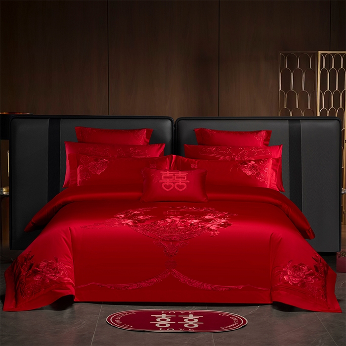 91家纺网 家纺一手货源 找家纺 （总）博之洋婚庆 2026新款全棉纯棉长绒棉刺绣婚庆四件套多件套