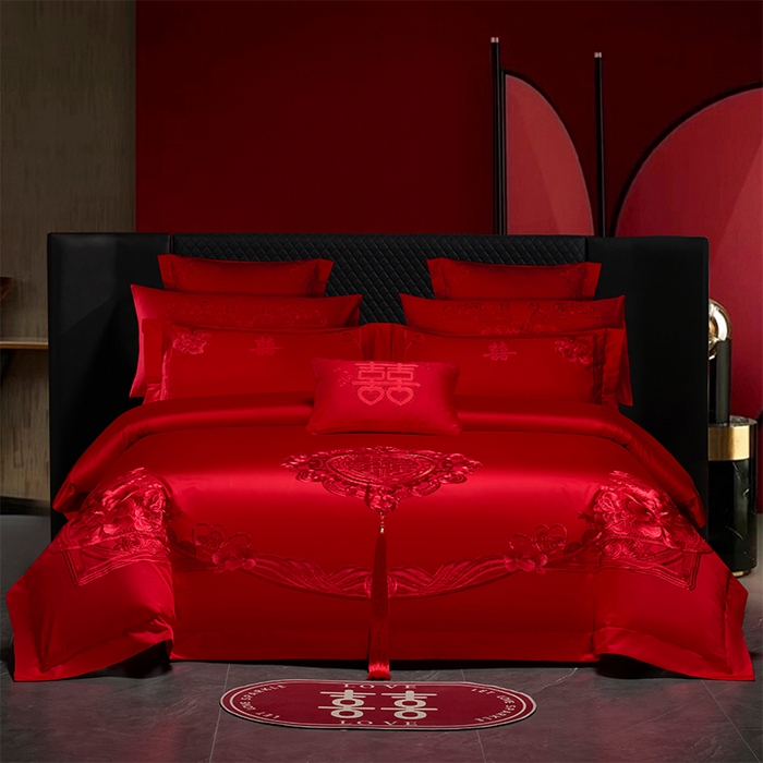 91家纺网 家纺一手货源 找家纺 （总）博之洋婚庆 2026新款全棉纯棉长绒棉刺绣婚庆四件套多件套