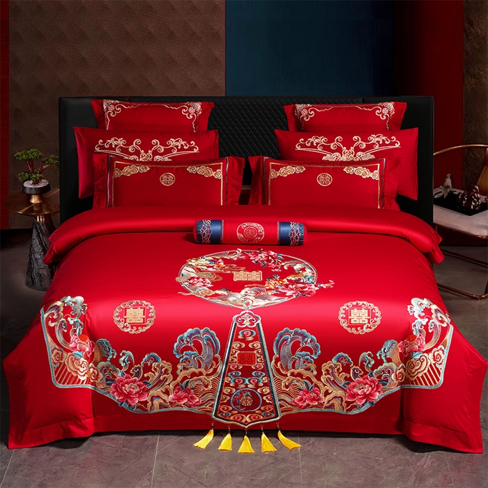 91家纺网 家纺一手货源 找家纺 （总）博之洋婚庆 2026新款全棉纯棉长绒棉刺绣婚庆四件套多件套