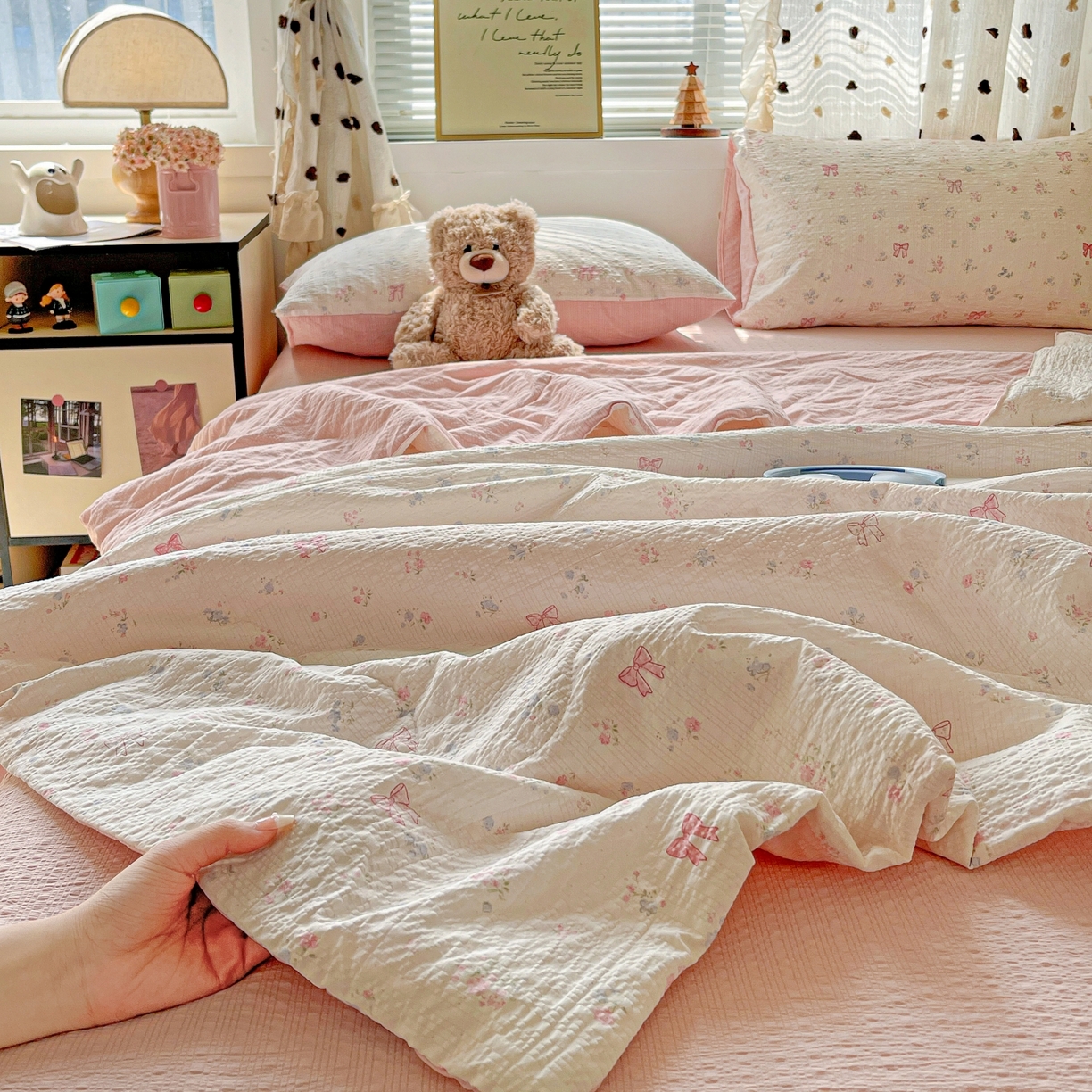 91家纺网 家纺一手货源 找家纺 （总）仟网汇 2026新款泡芙纱简单款夏被四件套