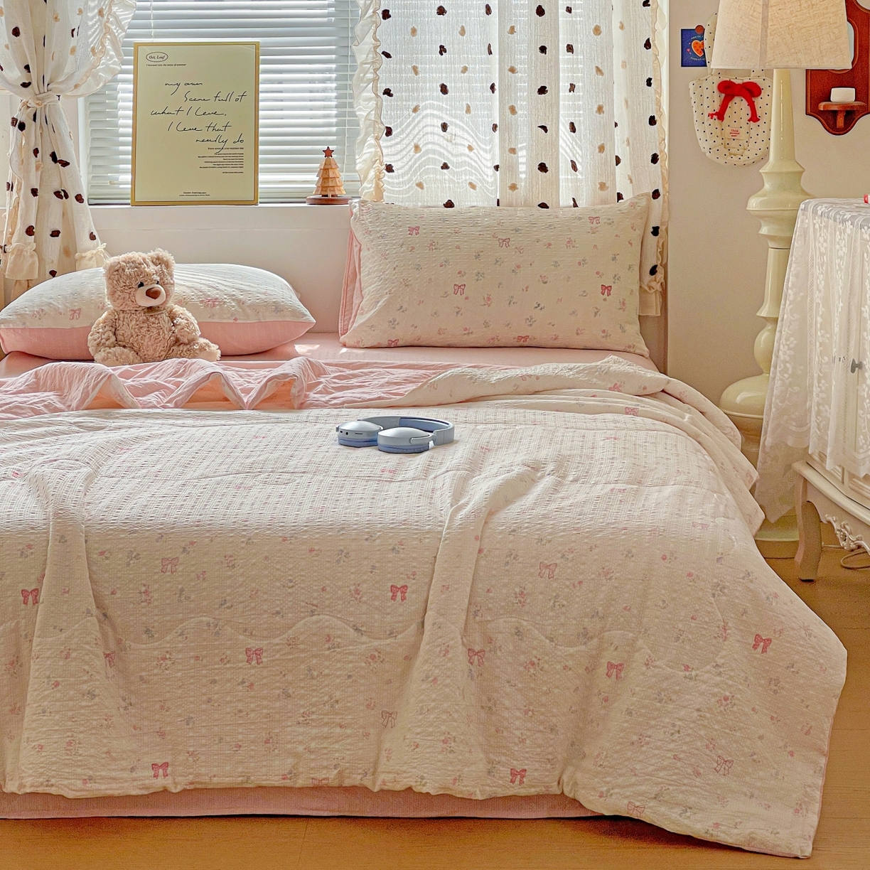 91家纺网 家纺一手货源 找家纺 （总）仟网汇 2026新款泡芙纱简单款夏被四件套