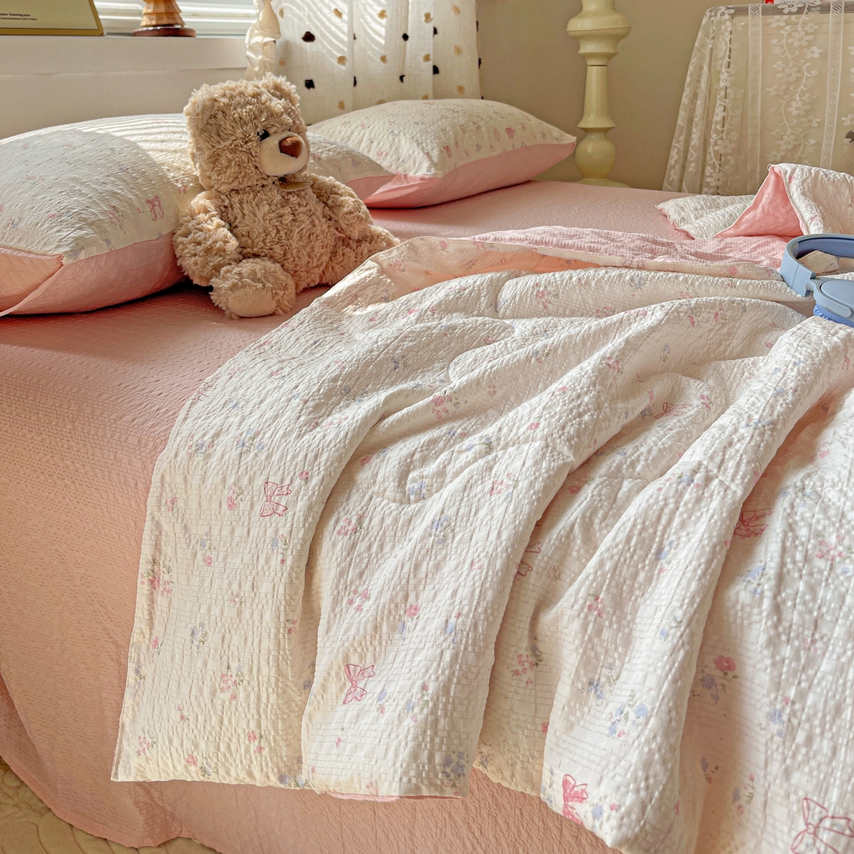 91家纺网 家纺一手货源 找家纺 （总）仟网汇 2026新款泡芙纱简单款夏被四件套