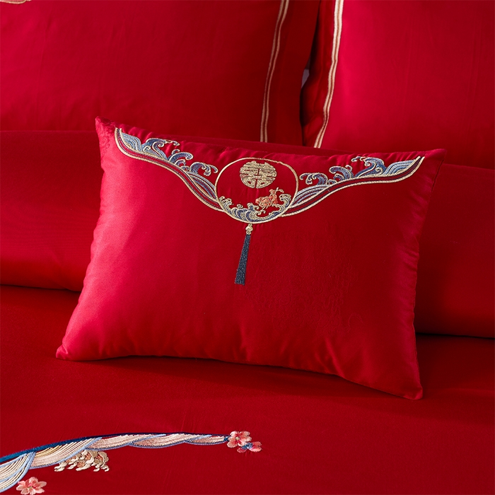 91家纺网 家纺一手货源 找家纺 博之洋婚庆 2026新款全棉纯棉长绒棉刺绣婚庆四件套多件套 爱的宣言