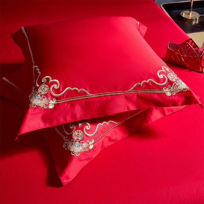 91家纺网 家纺一手货源 找家纺 博之洋婚庆 2026新款全棉纯棉长绒棉刺绣婚庆四件套多件套 百子佳缘