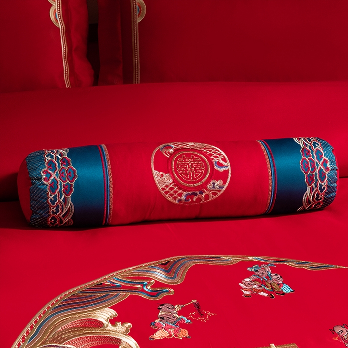 91家纺网 家纺一手货源 找家纺 博之洋婚庆 2026新款全棉纯棉长绒棉刺绣婚庆四件套多件套 百子迎福