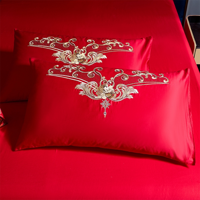 91家纺网 家纺一手货源 找家纺 博之洋婚庆 2026新款全棉纯棉长绒棉刺绣婚庆四件套多件套 百子迎亲