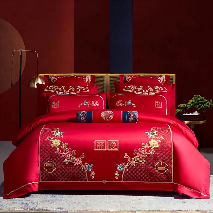 博之洋婚庆 2026新款全棉纯棉长绒棉刺绣婚庆四件套多件套 宠爱