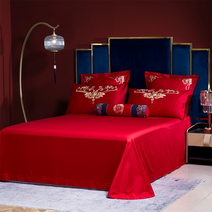 91家纺网 家纺一手货源 找家纺 博之洋婚庆 2026新款全棉纯棉长绒棉刺绣婚庆四件套多件套 宠爱