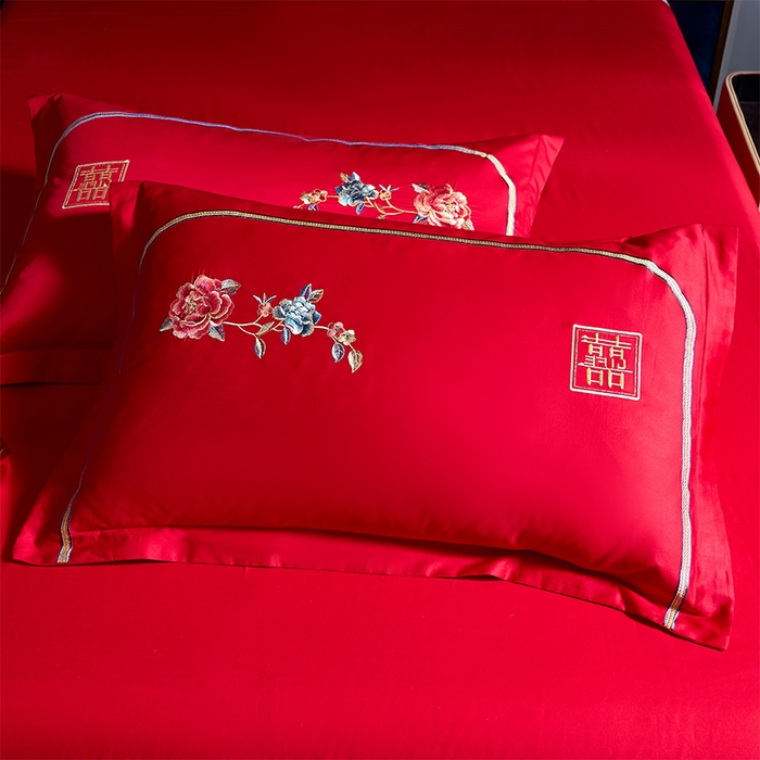 91家纺网 家纺一手货源 找家纺 博之洋婚庆 2026新款全棉纯棉长绒棉刺绣婚庆四件套多件套 宠爱