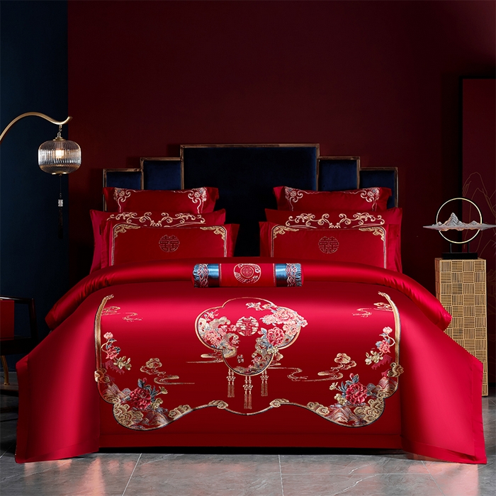 博之洋婚庆 2026新款全棉纯棉长绒棉刺绣婚庆四件套多件套 富贵吉祥