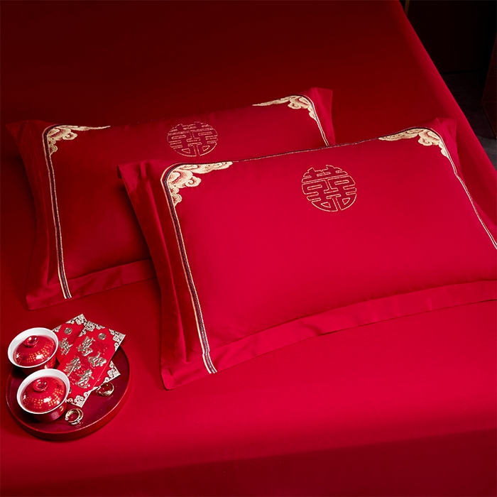 91家纺网 家纺一手货源 找家纺 博之洋婚庆 2026新款全棉纯棉长绒棉刺绣婚庆四件套多件套 富贵吉祥