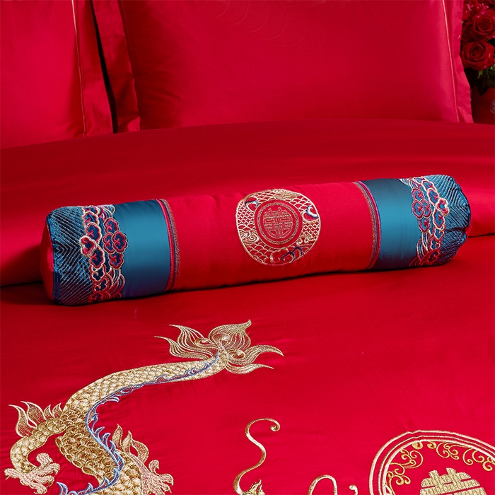 91家纺网 家纺一手货源 找家纺 博之洋婚庆 2026新款全棉纯棉长绒棉刺绣婚庆四件套多件套 鸿运龙凤