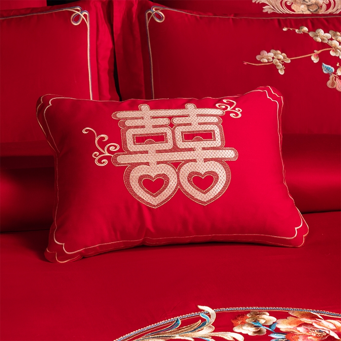 91家纺网 家纺一手货源 找家纺 博之洋婚庆 2026新款全棉纯棉长绒棉刺绣婚庆四件套多件套 花开富贵