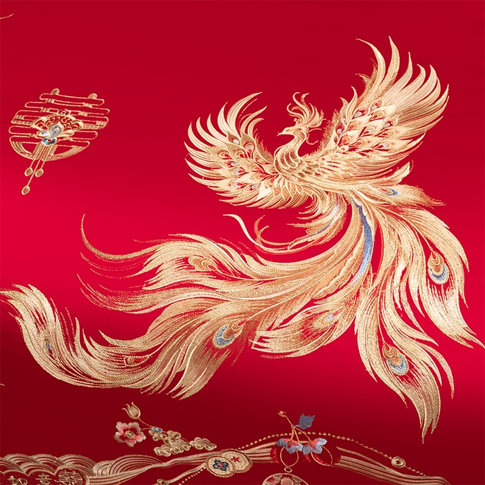 91家纺网 家纺一手货源 找家纺 博之洋婚庆 2026新款全棉纯棉长绒棉刺绣婚庆四件套多件套 龙飞凤舞