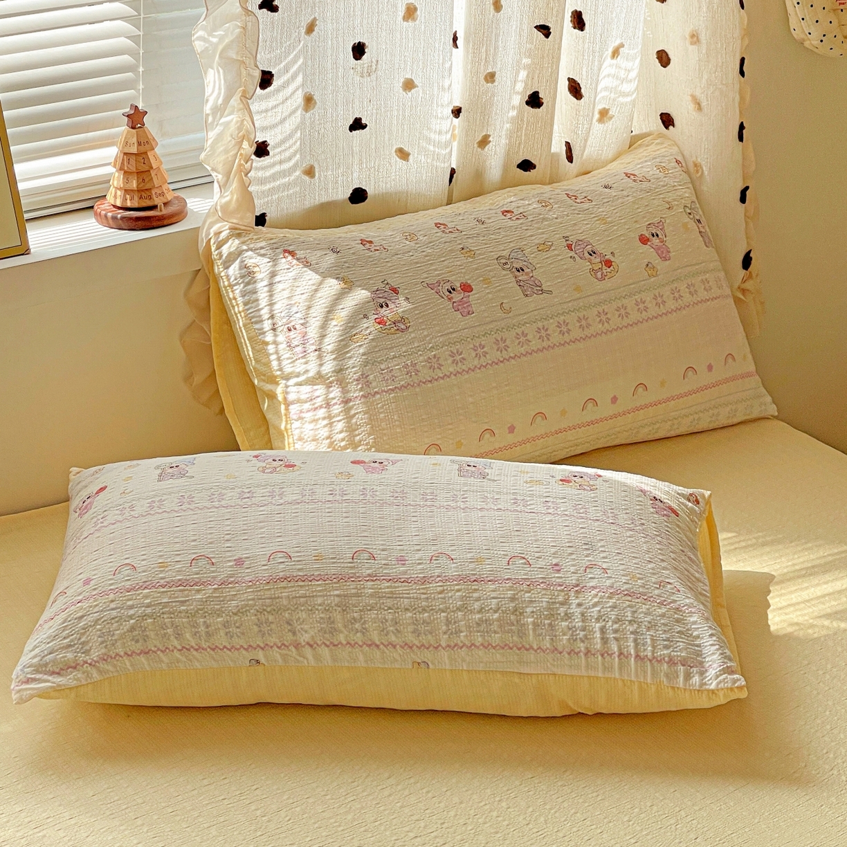 91家纺网 家纺一手货源 找家纺 仟网汇 2026新款泡芙纱简单款夏被四件套 星梦乐园