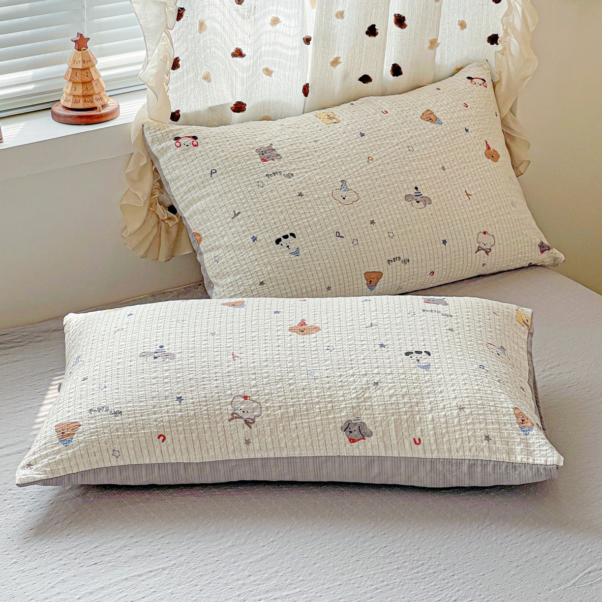 91家纺网 家纺一手货源 找家纺 仟网汇 2026新款泡芙纱简单款夏被四件套 星星狗