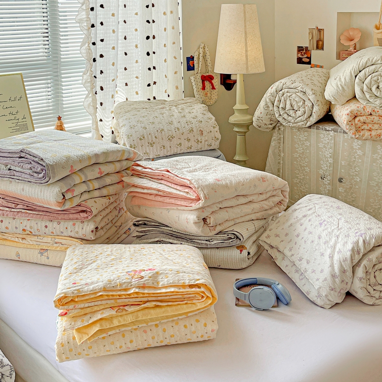 仟网汇 2026新款泡芙纱简单款夏被四件套 组合图仅供展示-不可下单