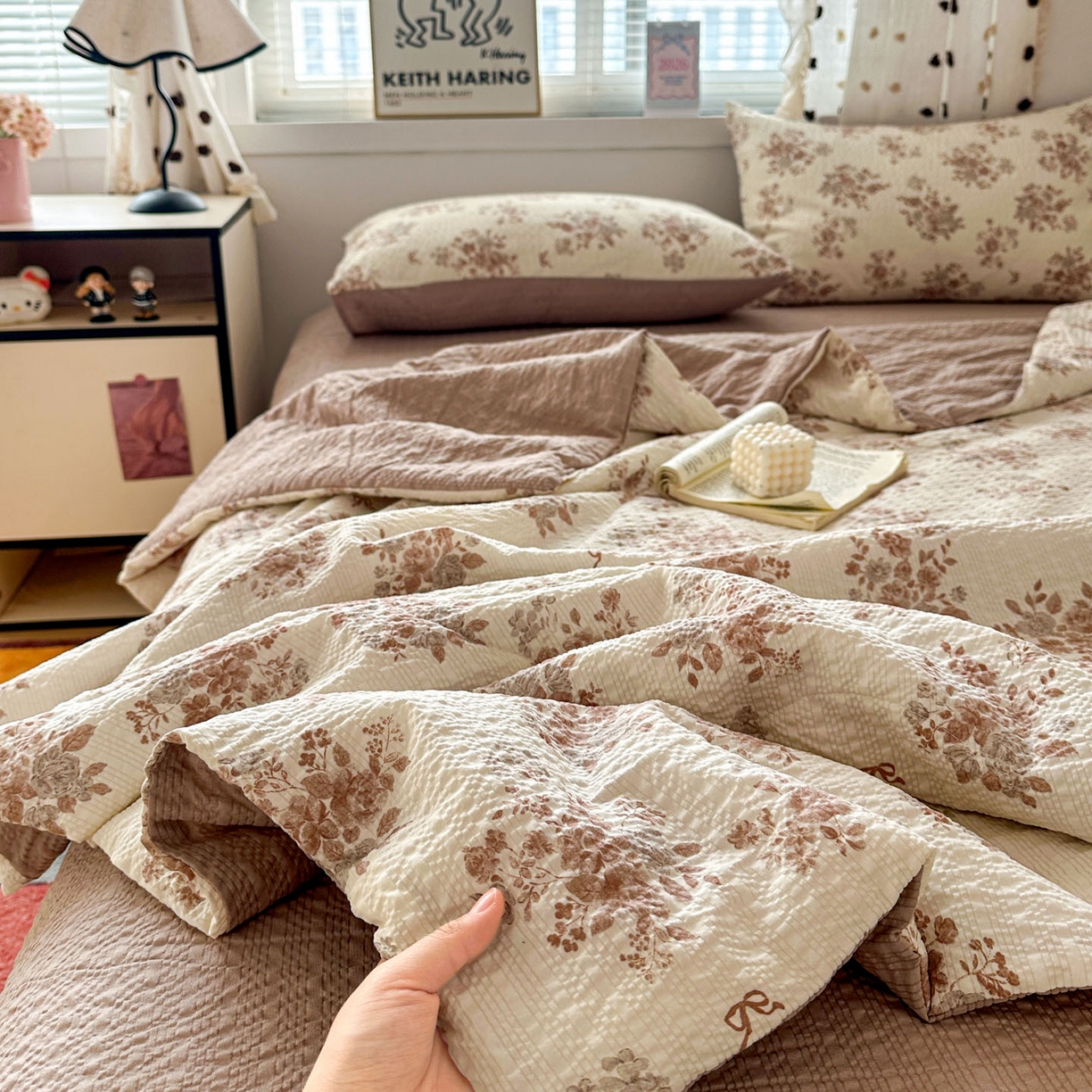 91家纺网 家纺一手货源 找家纺 （总）梦莱斯 2026新款小清新印花水洗夏被四件套-简单款