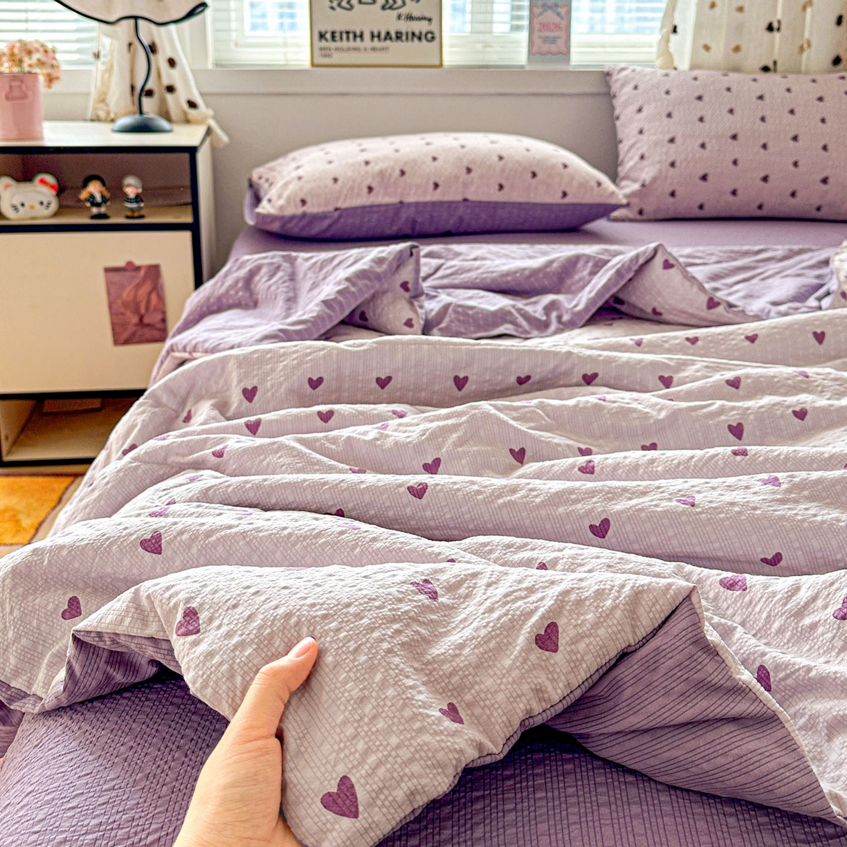 91家纺网 家纺一手货源 找家纺 （总）梦莱斯 2026新款小清新印花水洗夏被四件套-简单款