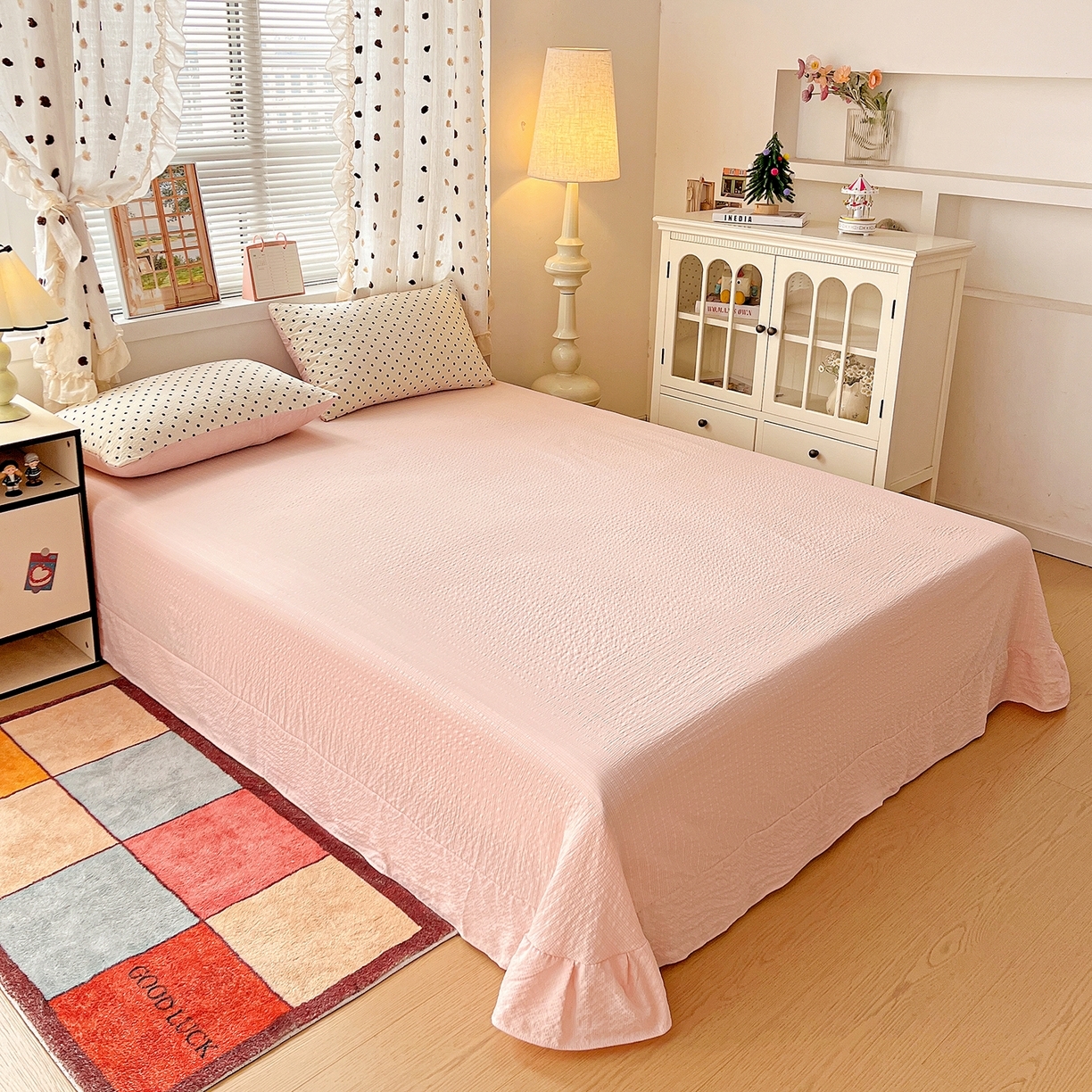 91家纺网 家纺一手货源 找家纺 （总）梦莱斯 2026新款小清新印花水洗夏被四件套-简单款