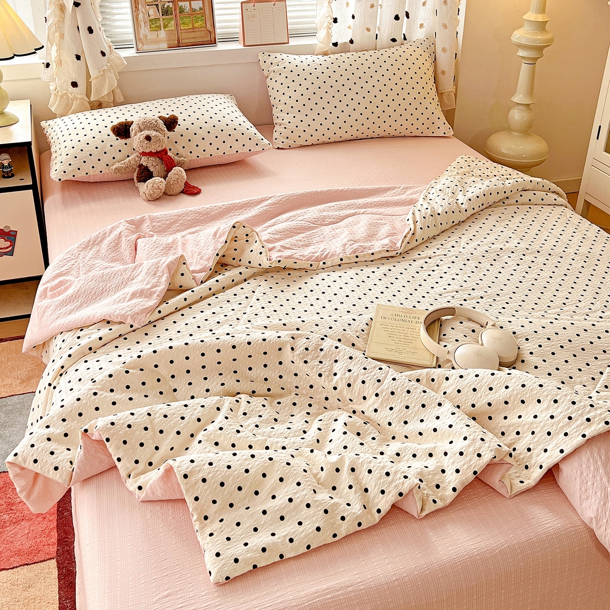 91家纺网 家纺一手货源 找家纺 （总）梦莱斯 2026新款小清新印花水洗夏被四件套-简单款