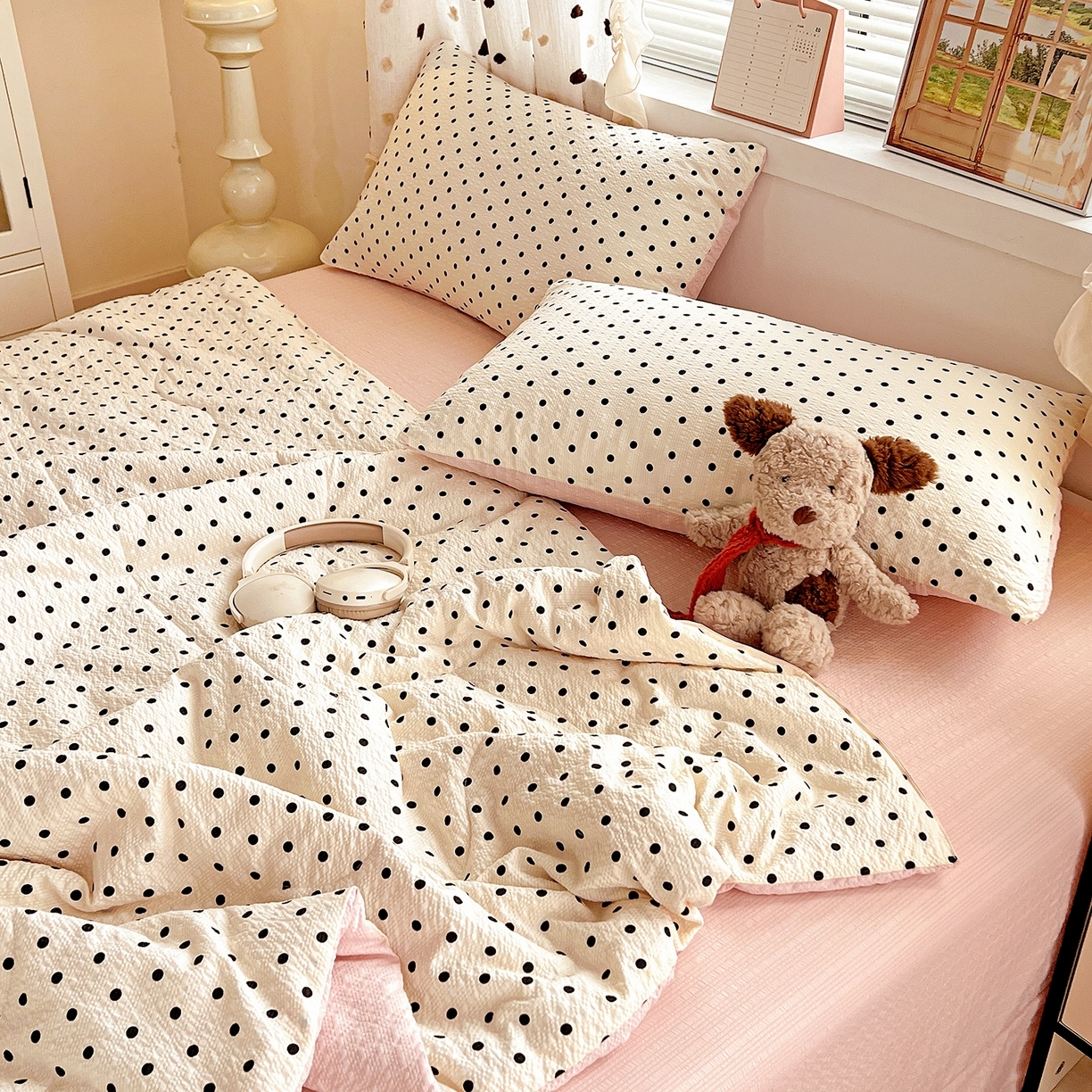 91家纺网 家纺一手货源 找家纺 （总）梦莱斯 2026新款小清新印花水洗夏被四件套-简单款