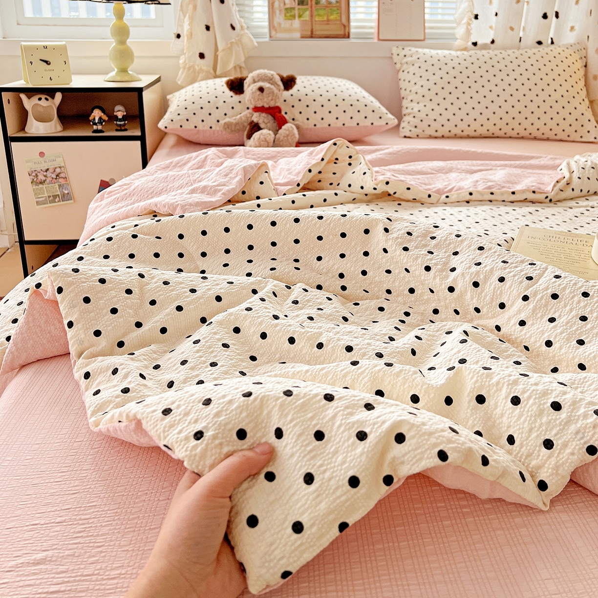 91家纺网 家纺一手货源 找家纺 （总）梦莱斯 2026新款小清新印花水洗夏被四件套-简单款