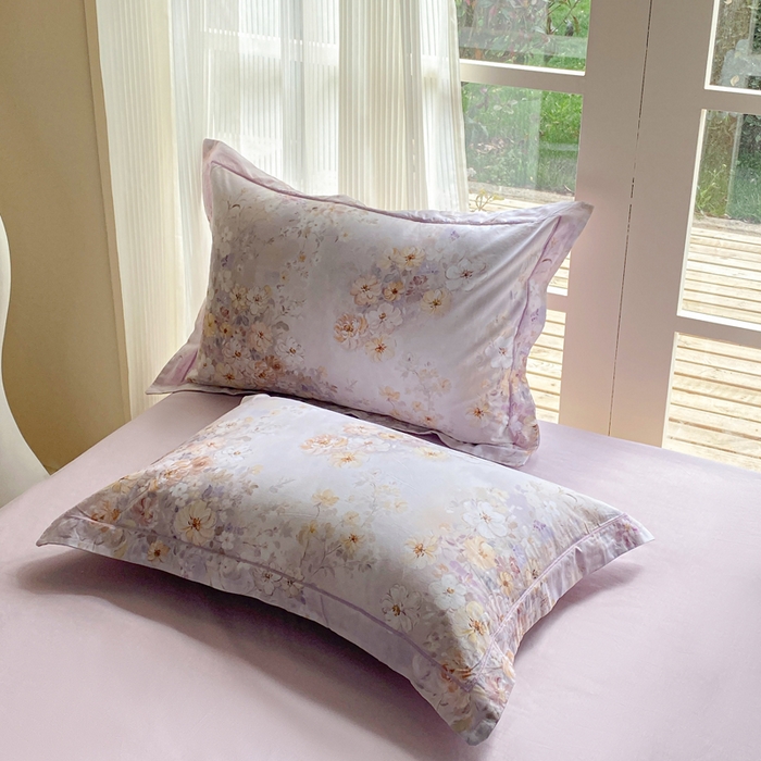 91家纺网 家纺一手货源 找家纺 凌鼎 2026新款高支高密100%全棉数码印花四件套 茶语之桔