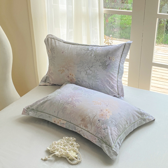 91家纺网 家纺一手货源 找家纺 凌鼎 2026新款高支高密100%全棉数码印花四件套 风谷幽兰绿