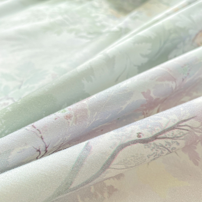 91家纺网 家纺一手货源 找家纺 凌鼎 2026新款高支高密100%全棉数码印花四件套 风谷幽兰绿