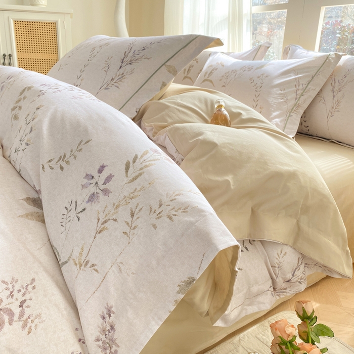 91家纺网 家纺一手货源 找家纺 凌鼎 2026新款高支高密100%全棉数码印花四件套 和椿往