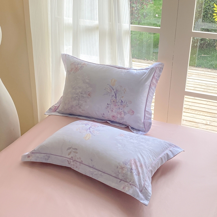 91家纺网 家纺一手货源 找家纺 凌鼎 2026新款高支高密100%全棉数码印花四件套 梦游园紫