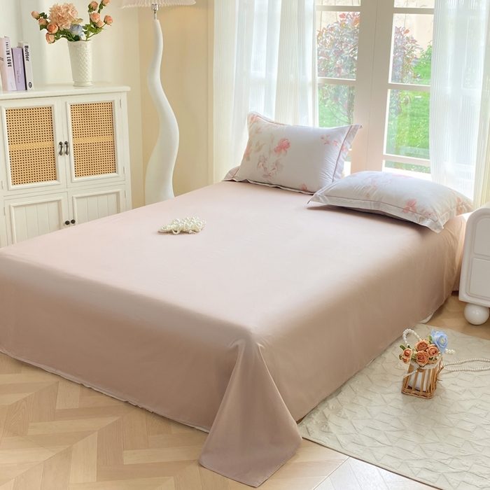 91家纺网 家纺一手货源 找家纺 凌鼎 2026新款高支高密100%全棉数码印花四件套 浅绘花影粉